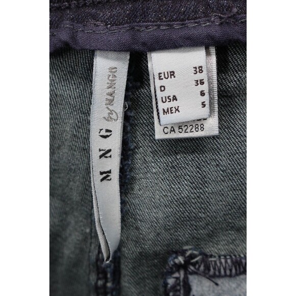 MNG By Mango Women's Side Pocket Wide Leg Blue Tailored Stretch Denim Jeans SZ 6 - Picture 14 of 16